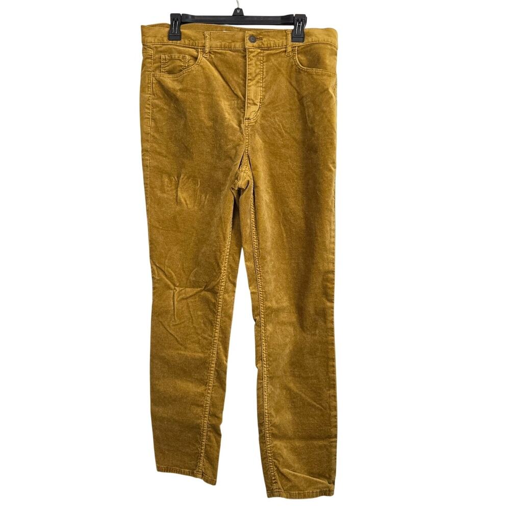 Loft Gold Warm Autumn Harvest Fall High Rise Fine Wale Corduroy Pants Size 14